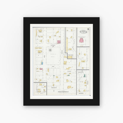 Old map wall art mockup — black gallery frame with white mat — Sanborn Fire Insurance Map from Crystal Lake, McHenry County, Illinois (1898), Sheet #0003