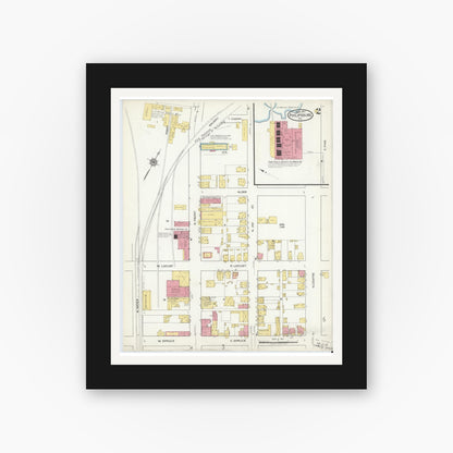 Old map wall art mockup — black gallery frame with white mat — Sanborn Fire Insurance Map from Philipsburg, Centre County, Pennsylvania (1917), Sheet #0002
