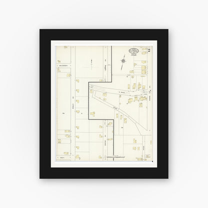 Old map wall art mockup — black gallery frame with white mat — Sanborn Fire Insurance Map from Old Forge, Lackawanna County, Pennsylvania (1914), Sheet #0002