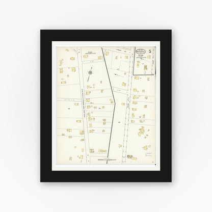 Old map wall art mockup — black gallery frame with white mat — Sanborn Fire Insurance Map from Rosendale, Ulster County, New York (1913), Sheet #0005