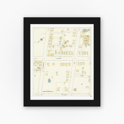 Old map wall art mockup — black gallery frame with white mat — Sanborn Fire Insurance Map from Rome, Oneida County, New York (1909), Sheet #0003