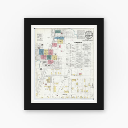 Old map wall art mockup — black gallery frame with white mat — Sanborn Fire Insurance Map from Iron Mountain, Dickinson County, Michigan (1911), Sheet #0001