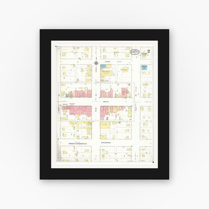 Old map wall art mockup — black gallery frame with white mat — Sanborn Fire Insurance Map from Story City, Story County, Iowa (1916), Sheet #0002