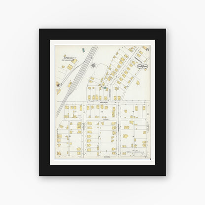 Old map wall art mockup — black gallery frame with white mat — Sanborn Fire Insurance Map from Punxsutawney, Jefferson County, Pennsylvania (1901), Sheet #0006