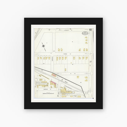 Old map wall art mockup — black gallery frame with white mat — Sanborn Fire Insurance Map from Riverton, Burlington County, New Jersey (1911), Sheet #0012
