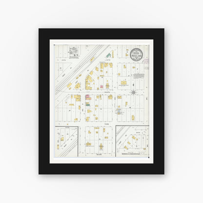 Old map wall art mockup — black gallery frame with white mat — Sanborn Fire Insurance Map from Moose Lake, Carlton County, Minnesota (1904), Sheet #0001