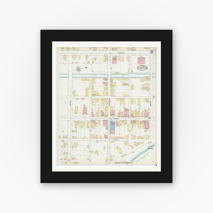 Old map wall art mockup — black gallery frame with white mat — Sanborn Fire Insurance Map from Jersey Shore, Lycoming County, Pennsylvania (1896), Sheet #0002