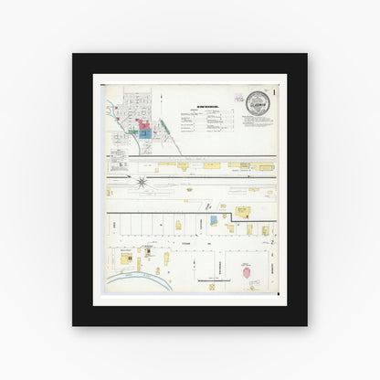Old map wall art mockup — black gallery frame with white mat — Sanborn Fire Insurance Map from Gladwin, Gladwin County, Michigan (1909) - Complete Map Set