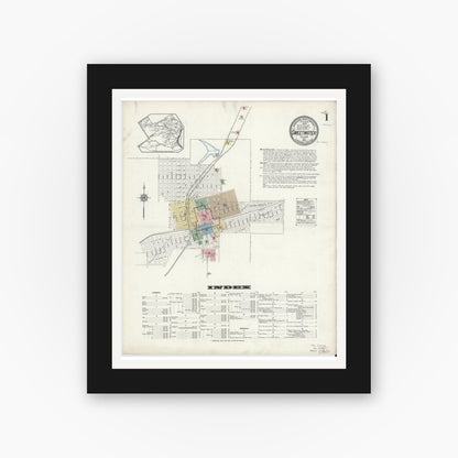 Old map wall art mockup — black gallery frame with white mat — Sanborn Fire Insurance Map from Sweetwater, Nolan County, Texas (1914) - Complete Map Set
