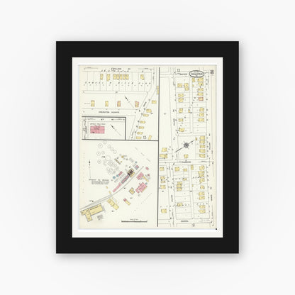 Old map wall art mockup — black gallery frame with white mat — Sanborn Fire Insurance Map from Coraopolis, Allegheny County, Pennsylvania (1911), Sheet #0008