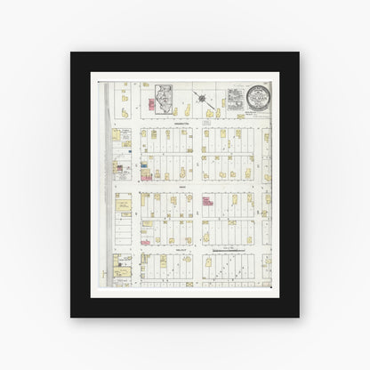 Old map wall art mockup — black gallery frame with white mat — Sanborn Fire Insurance Map from Ohlman, Montgomery County, Illinois (1923), Sheet #0001