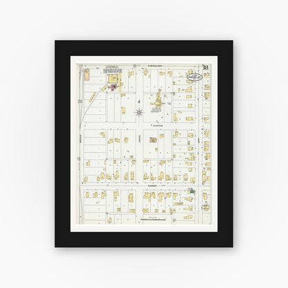 Old map wall art mockup — black gallery frame with white mat — Sanborn Fire Insurance Map from Fond du Lac, Fond du Lac County, Wisconsin (1898), Sheet #0018