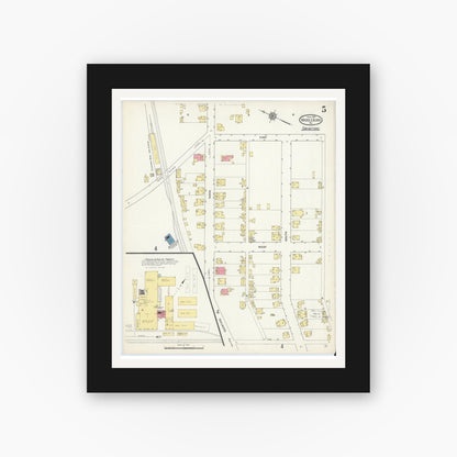 Old map wall art mockup — black gallery frame with white mat — Sanborn Fire Insurance Map from Middleburg, Snyder County, Pennsylvania (1913), Sheet #0005
