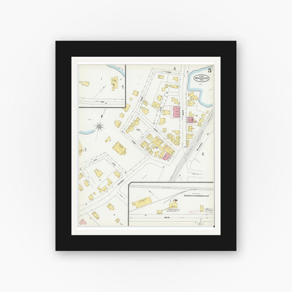 Old map wall art mockup — black gallery frame with white mat — Sanborn Fire Insurance Map from Winchester, Middlesex County, Massachusetts (1899), Sheet #0005