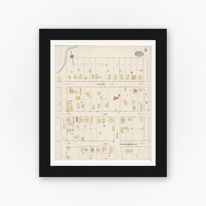 Old map wall art mockup — black gallery frame with white mat — Sanborn Fire Insurance Map from McHenry, McHenry County, Illinois (1922), Sheet #0003