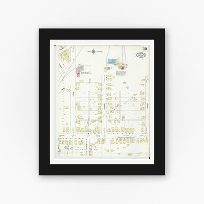 Old map wall art mockup — black gallery frame with white mat — Sanborn Fire Insurance Map from Cadillac, Wexford County, Michigan (1914), Sheet #0019