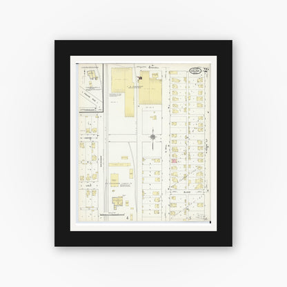 Old map wall art mockup — black gallery frame with white mat — Sanborn Fire Insurance Map from Celina, Mercer County, Ohio (1914), Sheet #0002