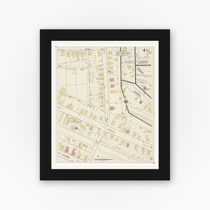 Old map wall art mockup — black gallery frame with white mat — Sanborn Fire Insurance Map from Canal Winchester, Franklin County, Ohio (1922), Sheet #0004