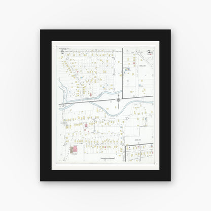 Old map wall art mockup — black gallery frame with white mat — Sanborn Fire Insurance Map from Reynoldsburg, Franklin County, Ohio (1946), Sheet #0002