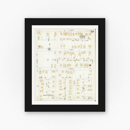 Old map wall art mockup — black gallery frame with white mat — Sanborn Fire Insurance Map from Sherman, Grayson County, Texas (1908), Sheet #0033