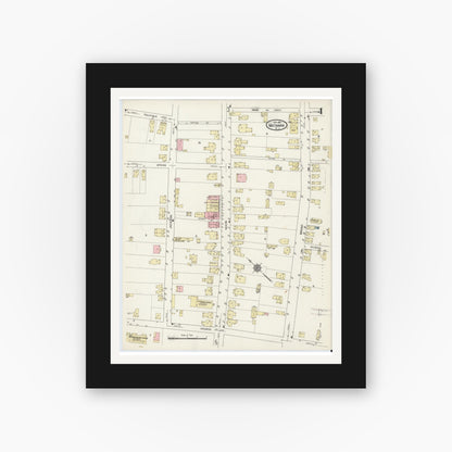 Old map wall art mockup — black gallery frame with white mat — Sanborn Fire Insurance Map from Matawan, Monmouth County, New Jersey (1914), Sheet #0004