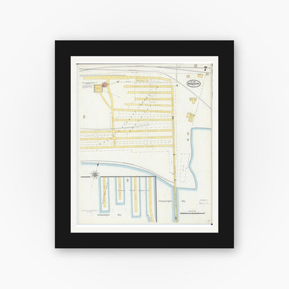 Old map wall art mockup — black gallery frame with white mat — Sanborn Fire Insurance Map from Washburn, Bayfield County, Wisconsin (1904), Sheet #0007