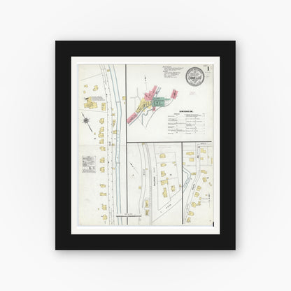 Old map wall art mockup — black gallery frame with white mat — Sanborn Fire Insurance Map from Camillus, Onondaga County, New York (1911) - Complete Map Set