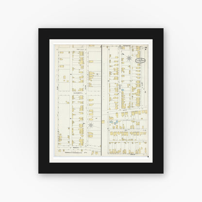 Old map wall art mockup — black gallery frame with white mat — Sanborn Fire Insurance Map from Tamaqua, Schuylkill County, Pennsylvania (1896), Sheet #0007
