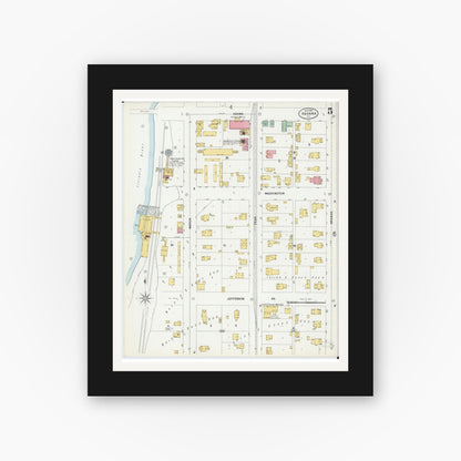 Old map wall art mockup — black gallery frame with white mat — Sanborn Fire Insurance Map from Havana, Mason County, Illinois (1899), Sheet #0005