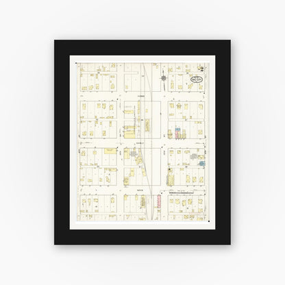 Old map wall art mockup — black gallery frame with white mat — Sanborn Fire Insurance Map from Sac City, Sac County, Iowa (1915), Sheet #0002