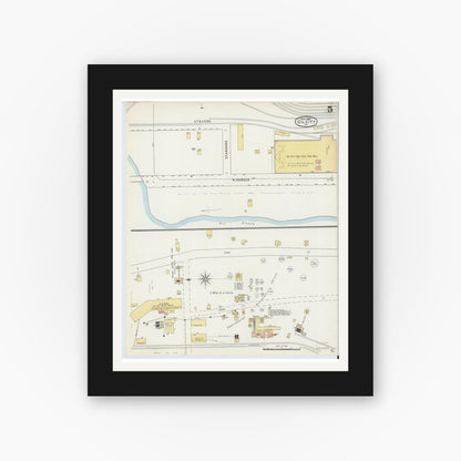 Old map wall art mockup — black gallery frame with white mat — Sanborn Fire Insurance Map from Oil City, Venango County, Pennsylvania (1895), Sheet #0005