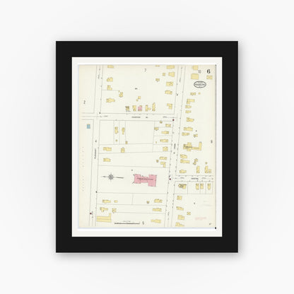 Old map wall art mockup — black gallery frame with white mat — Sanborn Fire Insurance Map from Hamburg, Erie County, New York (1913), Sheet #0006