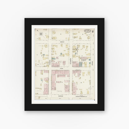 Old map wall art mockup — black gallery frame with white mat — Sanborn Fire Insurance Map from Wilson, Wilson County, North Carolina (1888), Sheet #0002