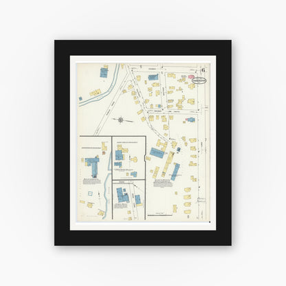 Old map wall art mockup — black gallery frame with white mat — Sanborn Fire Insurance Map from Hammondsport, Steuben County, New York (1913), Sheet #0006