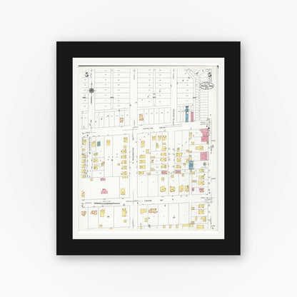 Old map wall art mockup — black gallery frame with white mat — Sanborn Fire Insurance Map from Royal Oak, Oakland County, Michigan (1926), Sheet #0005