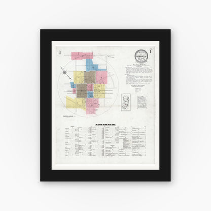 Old map wall art mockup — black gallery frame with white mat — Sanborn Fire Insurance Map from Hammonton, Atlantic County, New Jersey (1930), Sheet #0001