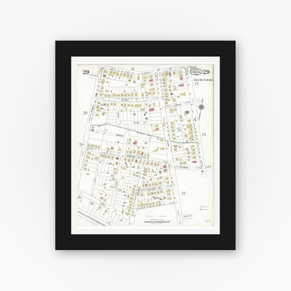 Old map wall art mockup — black gallery frame with white mat — Sanborn Fire Insurance Map from Oneida, Madison County, New York (1923), Sheet #0029