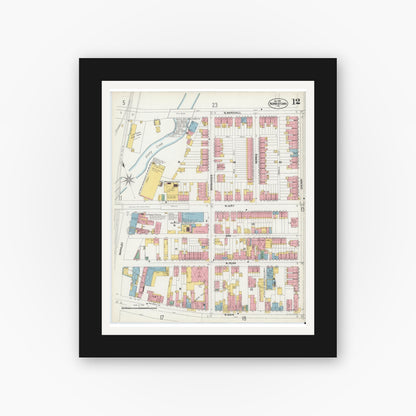 Old map wall art mockup — black gallery frame with white mat — Sanborn Fire Insurance Map from Norristown, Montgomery County, Pennsylvania (1902), Sheet #0012