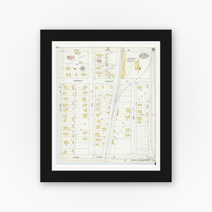 Old map wall art mockup — black gallery frame with white mat — Sanborn Fire Insurance Map from Delphos, Van Wert And Allen Counties, Ohio (1904), Sheet #0009