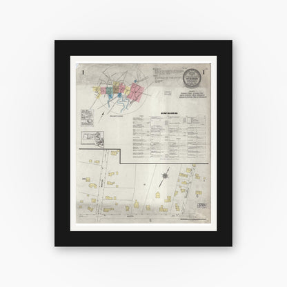 Old map wall art mockup — black gallery frame with white mat — Sanborn Fire Insurance Map from Hyannis, Barnstable County, Massachusetts (1924) - Complete Map Set