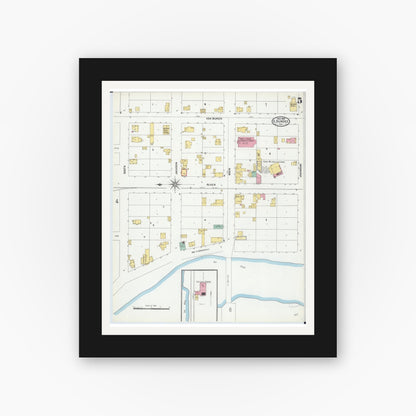 Old map wall art mockup — black gallery frame with white mat — Sanborn Fire Insurance Map from Dundee, Kane County, Illinois (1905), Sheet #0005