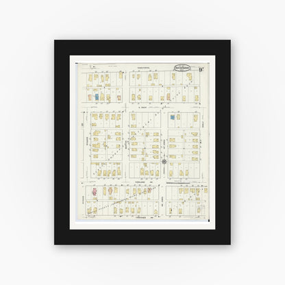 Old map wall art mockup — black gallery frame with white mat — Sanborn Fire Insurance Map from Benton Harbor, Berrien County, Michigan (1917), Sheet #0009