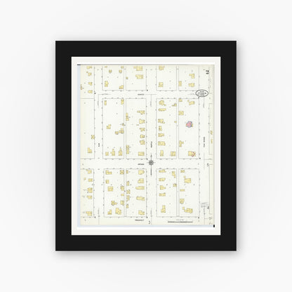 Old map wall art mockup — black gallery frame with white mat — Sanborn Fire Insurance Map from Ithaca, Gratiot County, Michigan (1911), Sheet #0002
