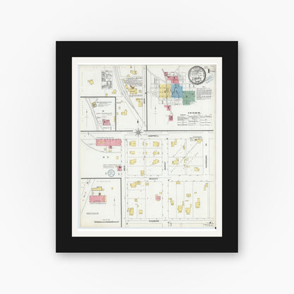 Old map wall art mockup — black gallery frame with white mat — Sanborn Fire Insurance Map from Liberty, Union County, Indiana (1899) - Complete Map Set