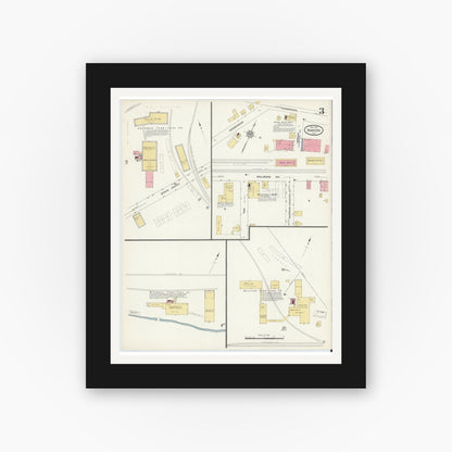 Old map wall art mockup — black gallery frame with white mat — Sanborn Fire Insurance Map from Marion, Mcdowell County, North Carolina (1913), Sheet #0003