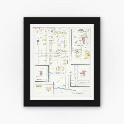Old map wall art mockup — black gallery frame with white mat — Sanborn Fire Insurance Map from New Madrid, New Madrid County, Missouri (1919), Sheet #0003