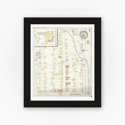 Old map wall art mockup — black gallery frame with white mat — Sanborn Fire Insurance Map from Jewett, Harrison County, Ohio (1911) - Complete Map Set