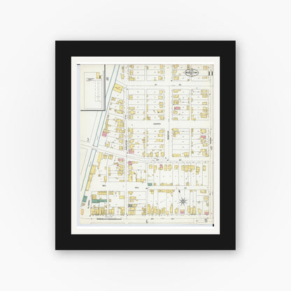 Old map wall art mockup — black gallery frame with white mat — Sanborn Fire Insurance Map from Middletown, Butler County, Ohio (1901), Sheet #0011