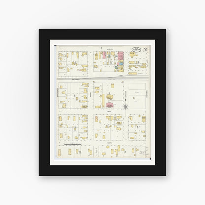 Old map wall art mockup — black gallery frame with white mat — Sanborn Fire Insurance Map from Vermillion, Erie County, Ohio (1898), Sheet #0002