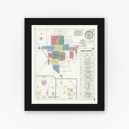 Old map wall art mockup — black gallery frame with white mat — Sanborn Fire Insurance Map from Salem, Columbiana County, Ohio (1903), Sheet #0001